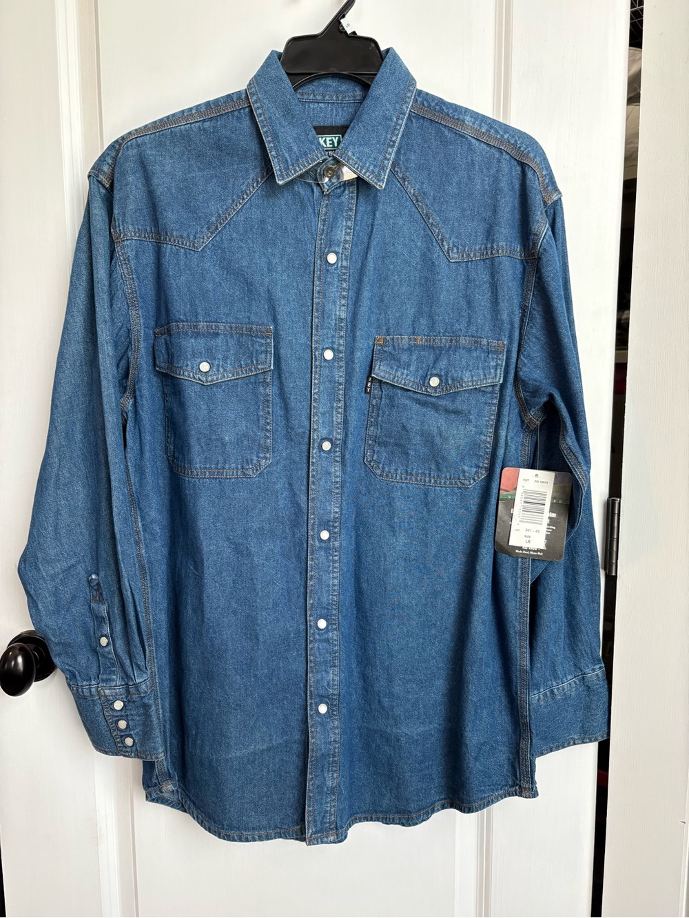 Key Blue Denim Western Button-Down Shirt
